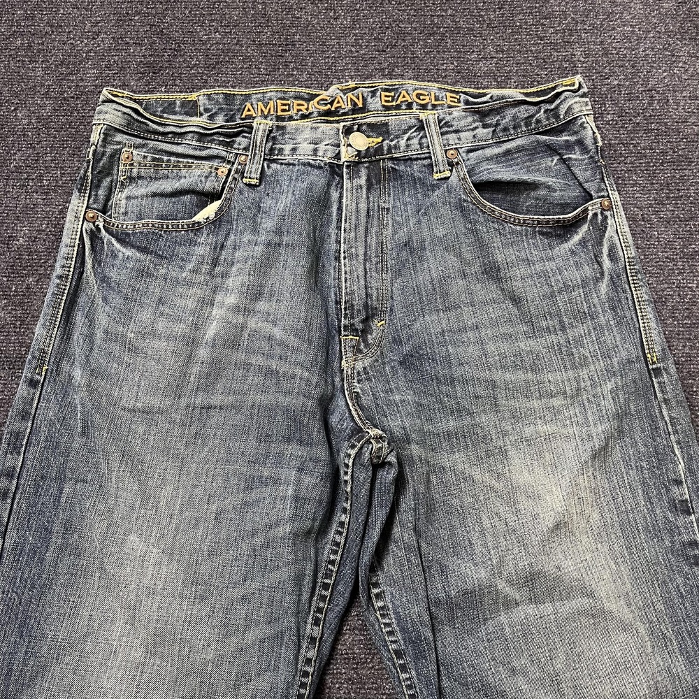 Y2K American Eagle Outfitters Jeans Men 34x36 Blue Denim Straight Leg Faded Wash
